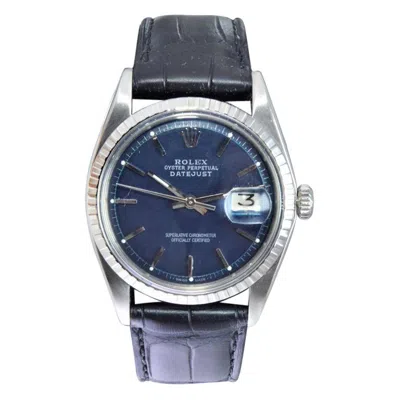 Pre-owned Rolex Steel Datejust With Custom Dark Blue Dial From 1972