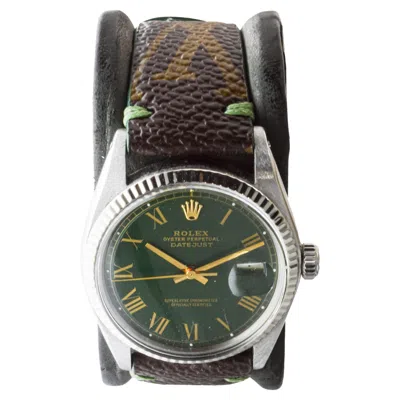 Pre-owned Rolex Steel Datejust With Custom Dial And Louis Vuitton Custom Strap Ca 1970's In Multi