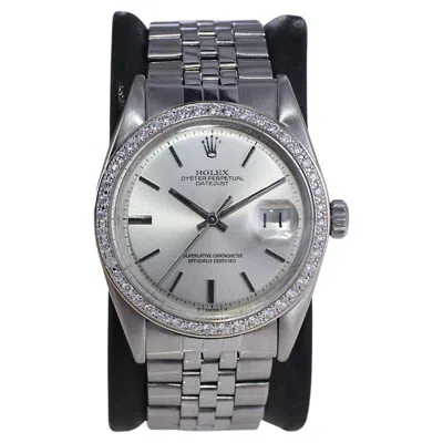 Pre-owned Rolex Steel Datejust With Custom Diamond Bezel And Original Dial From 1970's In Multi