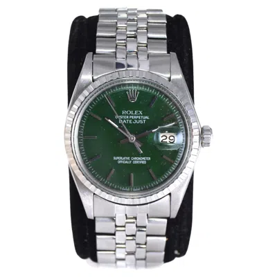 Pre-owned Rolex Steel Datejust With Custom Finished Green Dial, 1970s