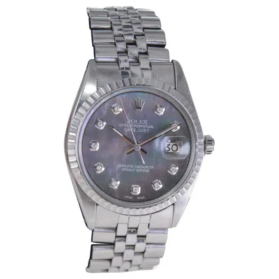 Pre-owned Rolex Steel Datejust With Custom Finished Mother Of Pearl Dial, 1960s In Multi