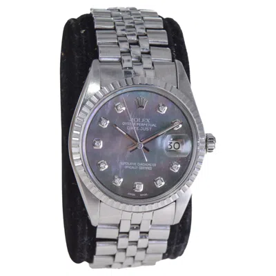 Pre-owned Rolex Steel Datejust With Custom Finished Mother Of Pearl Dial 1970s In Multi
