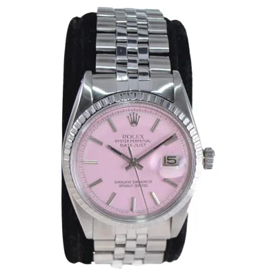 Pre-owned Rolex Steel Datejust With Custom Finished Pink Dial, 1970s