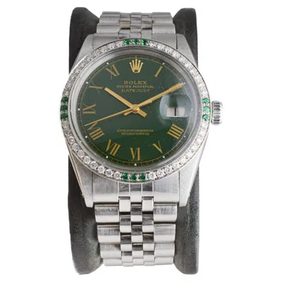 Pre-owned Rolex Steel Datejust With Custom Green Dial And Diamond Bezel Circa, 1970's