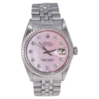Pre-owned Rolex Steel Datejust With Custom Made Mother Of Pearl Diamond Dial, 1970's In Multi