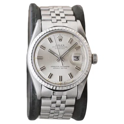 Pre-owned Rolex Steel Datejust With Exceptional Factory Original Silvered Dial Circa 1970s In Multi