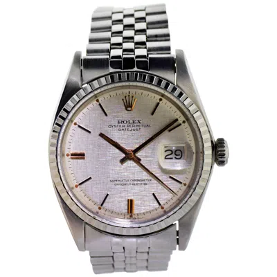 Pre-owned Rolex Steel Datejust With Original Linen Dial Perpetual Winding, Late 1960's In Multi