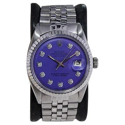Pre-owned Rolex Steel Datejust With Original Machined Bezel And Custom Purple Dial Mid 60s