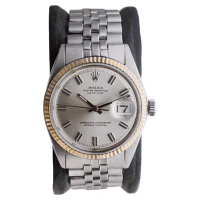 Pre-owned Rolex Steel Datejust With Original Silvered Dial And Papers Circa, 1970's In Multi