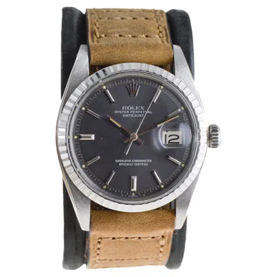 Pre-owned Rolex Steel Datejust With Rare Original Charcoal Dial From, 1960's In Black