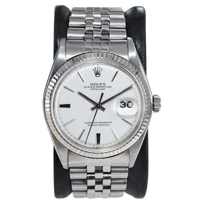 Pre-owned Rolex Steel Datejust With Rare Original White Dial And Original Bracelet Late 60