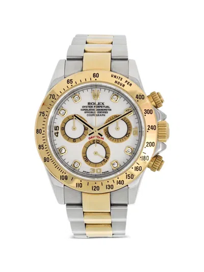 Pre-owned Rolex Steel Diamond 40mm Daytona Watch In White