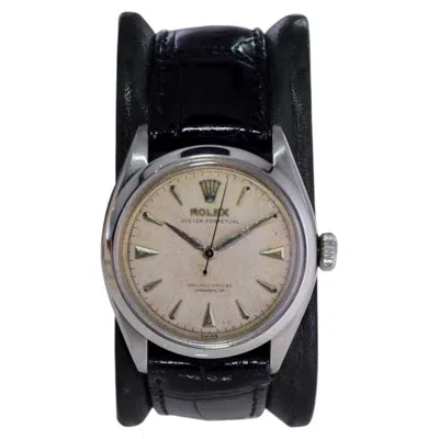 Pre-owned Rolex Steel Late Series Bubble Back Movement With Original Dial From 1951 In Multi