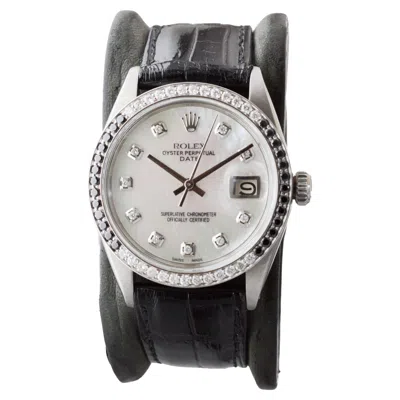 Pre-owned Rolex Steel O.p Date With Custom Made M.o.p Dial And Diamond Bezel Circa 1970's In Multi