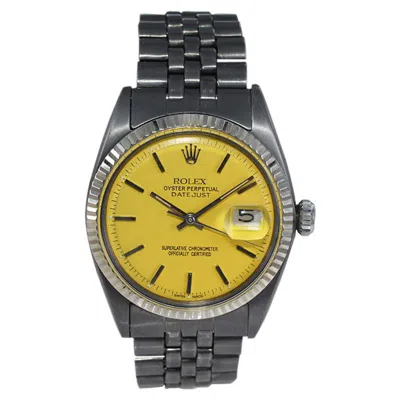 Pre-owned Rolex Steel Oyster Datejust, Circa 1970 With Custom Carbonized Case And Bracelet In Multi
