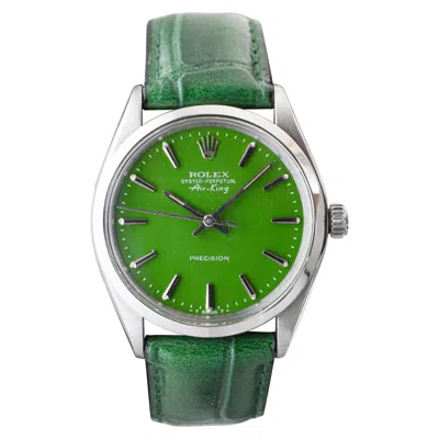Pre-owned Rolex Steel Oyster Perpetual Air King With Custom Finished Green Dial, 1970's