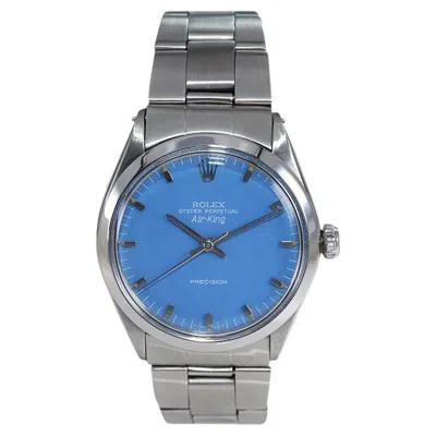 Pre-owned Rolex Steel Oyster Perpetual Air King With Custom Light Blue Dial, 1970s