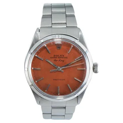 Pre-owned Rolex Steel Oyster Perpetual Air King With Custom Orange Dial, Early 1970s