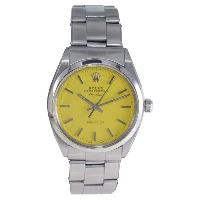 Pre-owned Rolex Steel Oyster Perpetual Air King With Custom Yellow Dial, 1960s