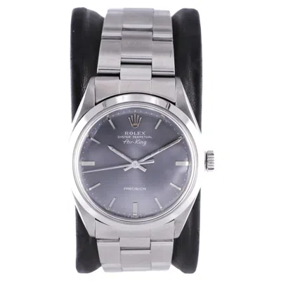 Pre-owned Rolex Steel Oyster Perpetual Air King With Rare Factory Original Charcoal Dial In Black