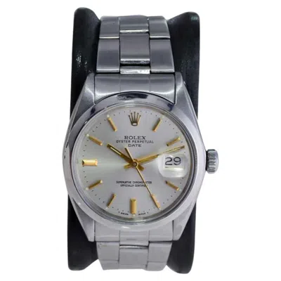 Pre-owned Rolex Steel Oyster Perpetual Date Original Dial With Gilded Markers 60's / 70's In Multi