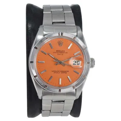 Pre-owned Rolex Steel Oyster Perpetual Date With Custom Finished Orange Dial Circa, 1960s