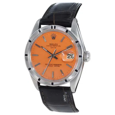 Pre-owned Rolex Steel Oyster Perpetual Date With Custom Finished Orange Dial, Circa 1970's