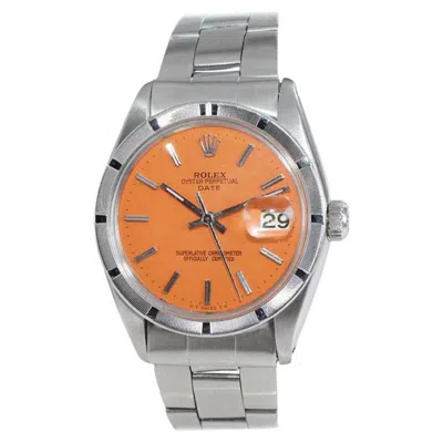 Pre-owned Rolex Steel Oyster Perpetual Date With Custom Finished Orange Dial, Circa 1970s