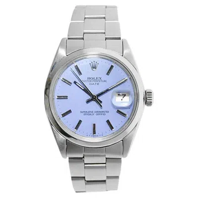 Pre-owned Rolex Steel Oyster Perpetual Date With Custom Lavender Dial Circa 1970's In Purple