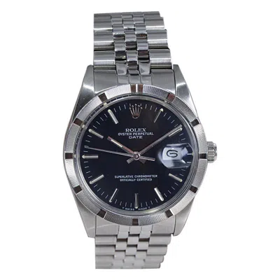 Pre-owned Rolex Steel Oyster Perpetual Date With Original Black Dial And Papers Circa 1970