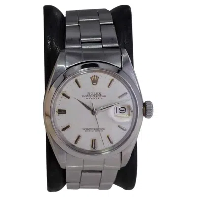 Pre-owned Rolex Steel Oyster Perpetual Date With Remarkable Original Patinated Dial 1960's In Multi