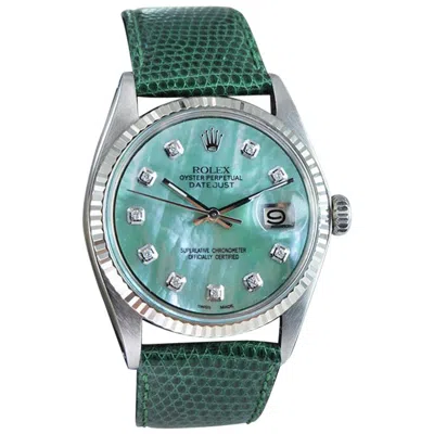 Pre-owned Rolex Steel Oyster Perpetual Datejust Custom M.o.p. Diamond Dial, Mid 1970's In Multi
