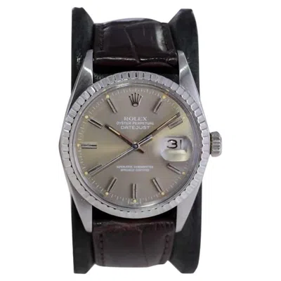 Pre-owned Rolex Steel Oyster Perpetual Datejust With Notable Light Brown Dial Circa 1970's