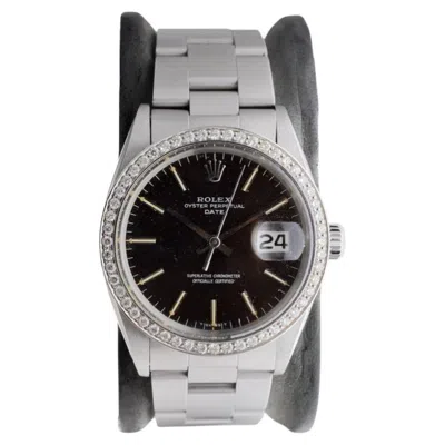 Pre-owned Rolex Steel Oyster Perpetual Datejust With Rare Black Dial Circa, 1960's