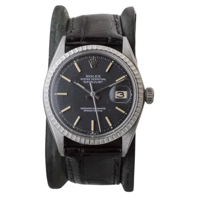 Pre-owned Rolex Steel Oyster Perpetual Datejust With Rare Black Dial Circa, 1960's