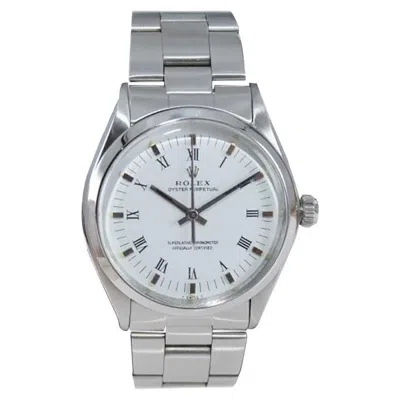 Pre-owned Rolex Steel Oyster Perpetual Original White Roman Numeral Dial, 1970's