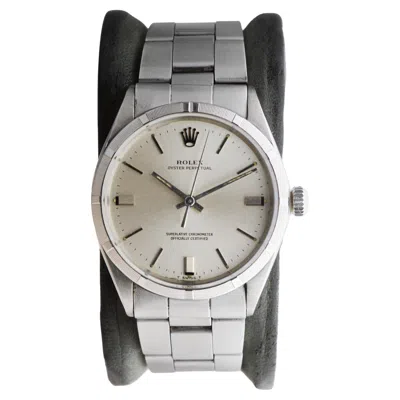 Pre-owned Rolex Steel Oyster Perpetual With Factory Original Silvered Dial Circa 1960's In Multi