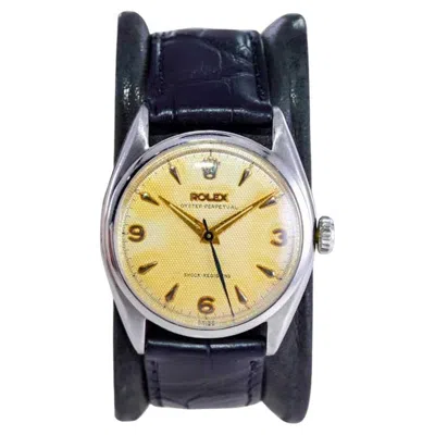 Pre-owned Rolex Steel Oyster Perpetual With Original Patinated Waffle Dial From 1959 In Multi