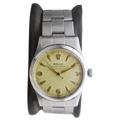 Pre-owned Rolex Steel Oyster Perpetual With Rare Factory Original "deep Sea" Dial 1956 In Multi