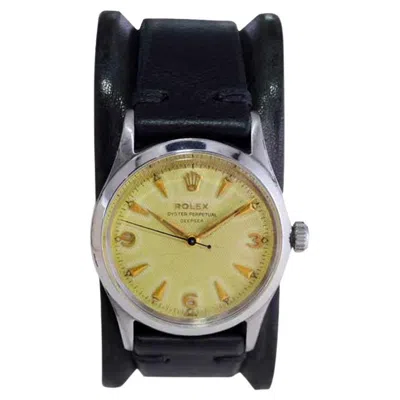 Pre-owned Rolex Steel Oyster Perpetual With Rare Factory Original "deep Sea" Dial 1956 In Multi