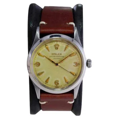 Pre-owned Rolex Steel Oyster Perpetual With Rare Factory Original "deep Sea" Dial 1956 In Multi