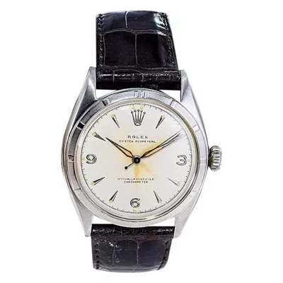 Pre-owned Rolex Steel Oyster Perpetual With Restored And Patinated Dial 1953 In Multi