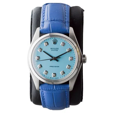 Pre-owned Rolex Steel Oyster With Custom Made Blue Dial And Diamond Markers 1960 / 70
