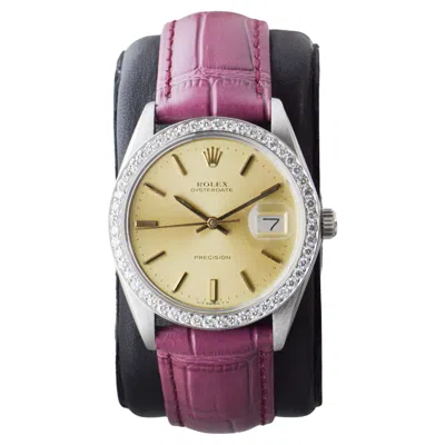 Pre-owned Rolex Steel Oysterdate With Custom Made Diamond Bezel And Original Dial 1970's In Multi
