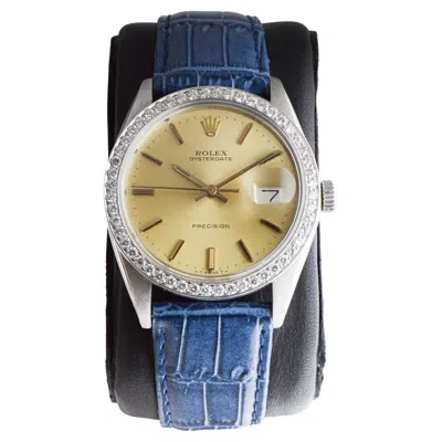 Pre-owned Rolex Steel Oysterdate With Custom Made Diamond Bezel And Original Dial 1970's In Multi