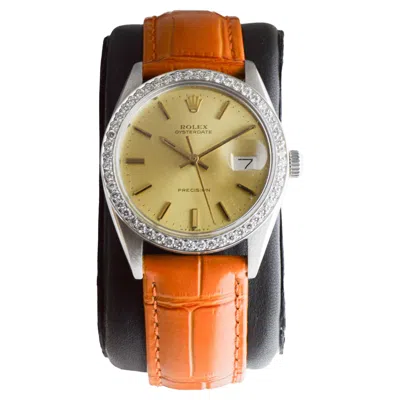 Pre-owned Rolex Steel Oysterdate With Custom Made Diamond Bezel And Original Dial 1970's In Multi