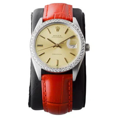 Pre-owned Rolex Steel Oysterdate With Custom Made Diamond Bezel And Original Dial 1970's In Multi