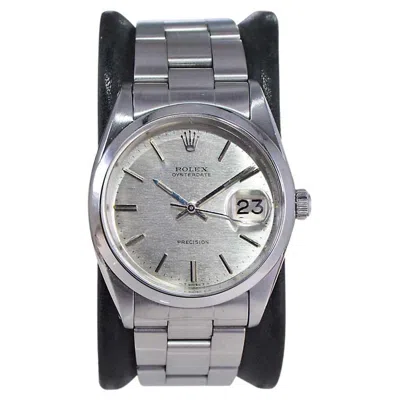 Pre-owned Rolex Steel Oysterdate With Original Brushed Dial & Solid Link Bracelet 1960's In Multi