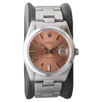 Pre-owned Rolex Steel Oysterdate With Rare Factory Original Bronze Dial From 1978 In Multi