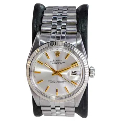 Pre-owned Rolex Steel Perpetual Datejust With Original Excellent Silver Dial 1960's In Multi